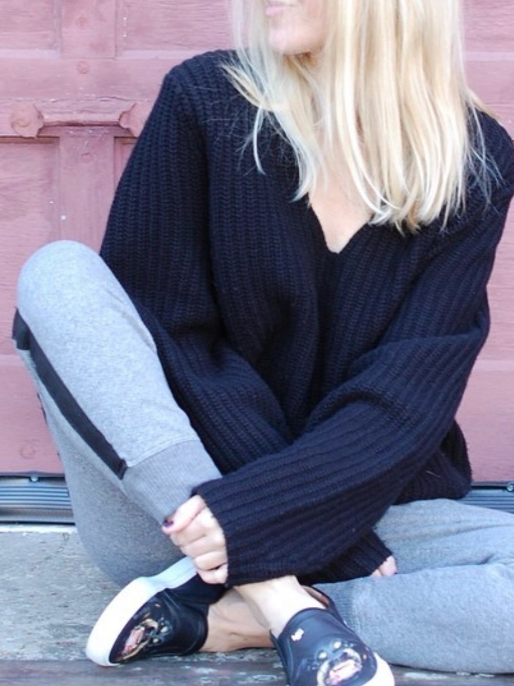 Wilt clothing track pant with leather stripe
